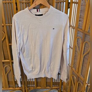 Tommy Hilfiger Cream Crewneck Sweater Classic Knit Cotton